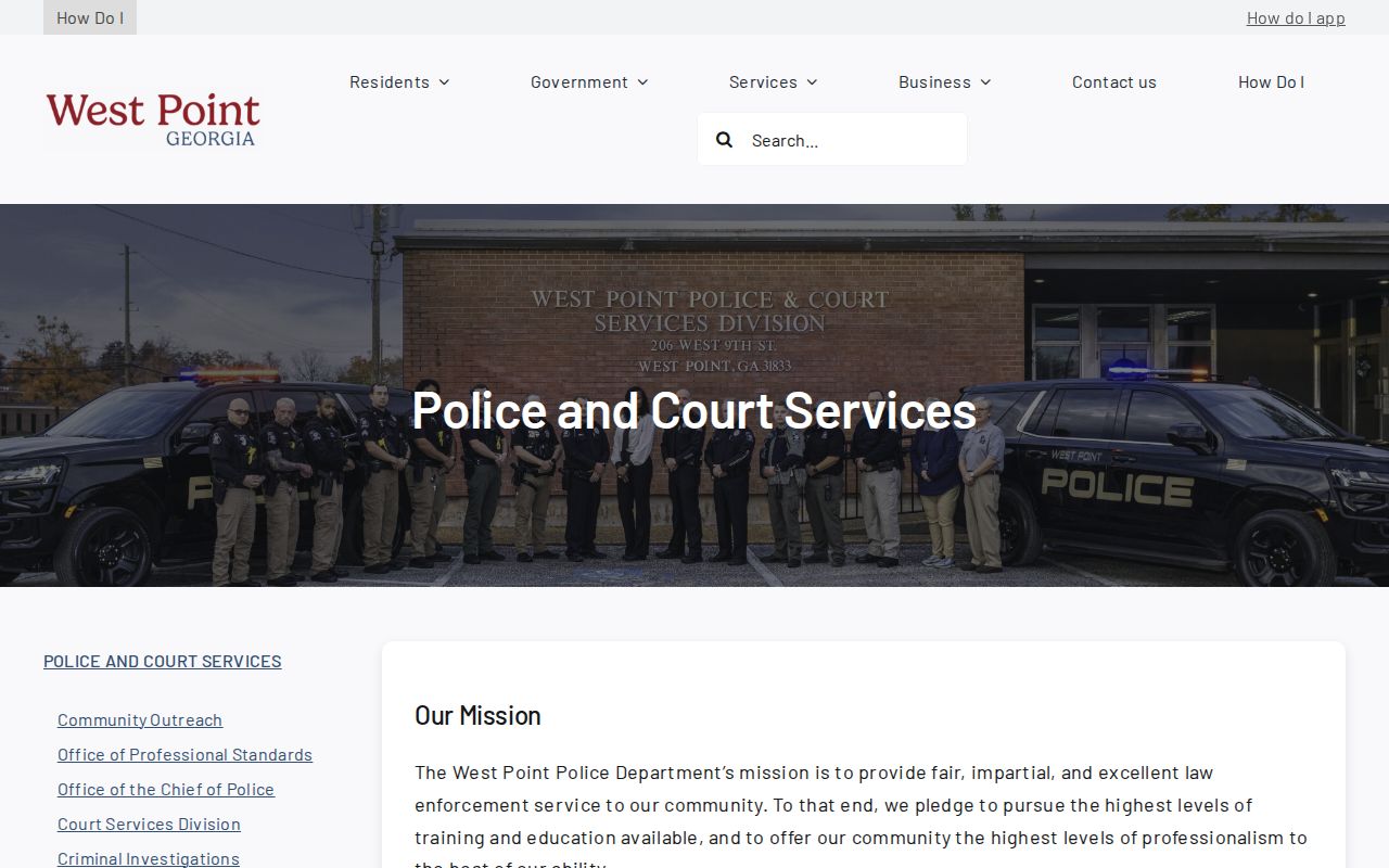 West Point warrant records police and municipal court services